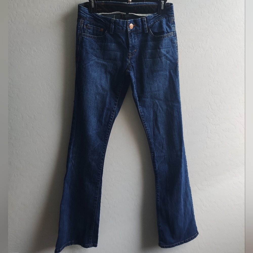 Like New Y2K Emerald Red by Marc Ecko bootcut/ flare cotton Dark blue Jeans_3